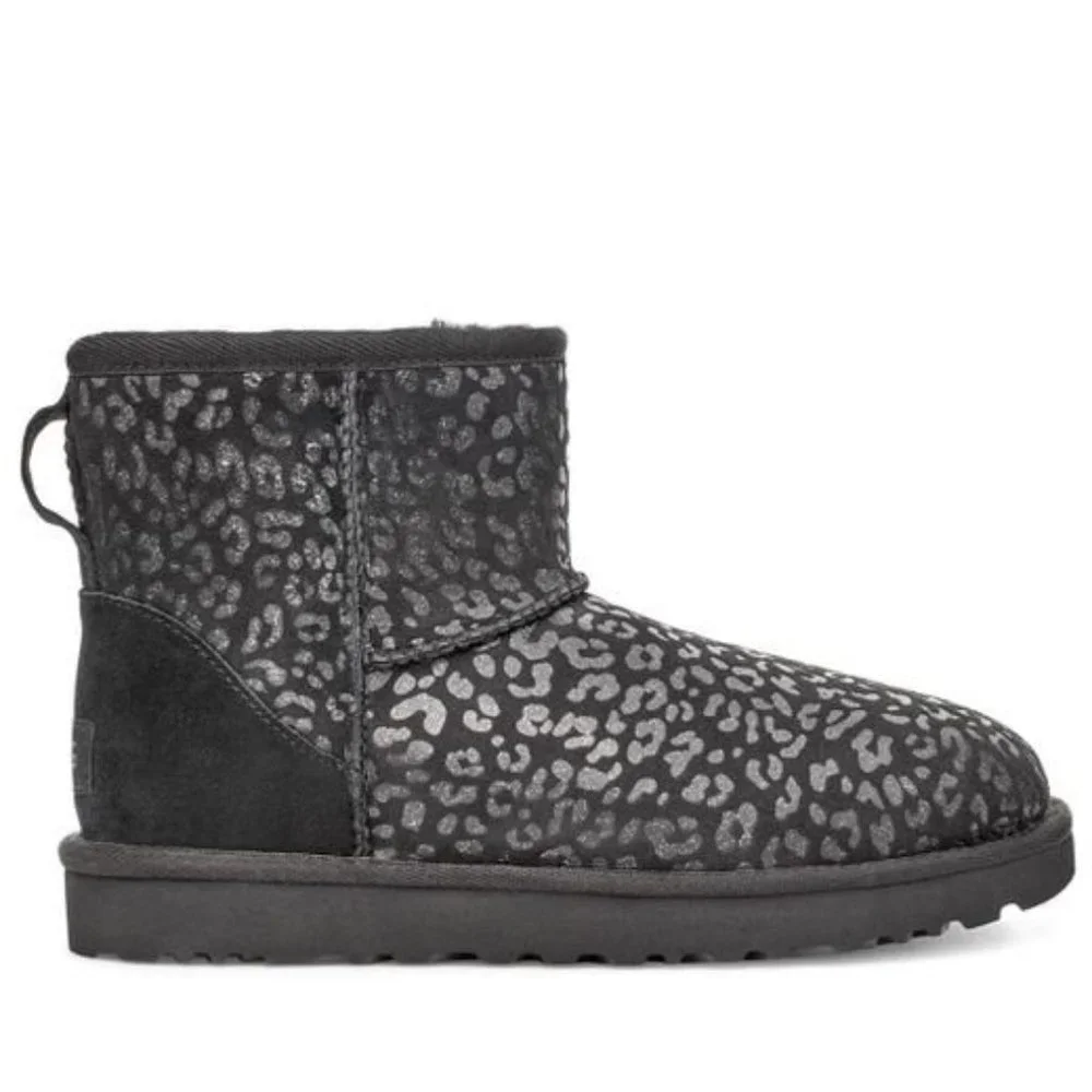 UGG Classic Mini Black Snow Leopard Booties - Picture 2 of 4